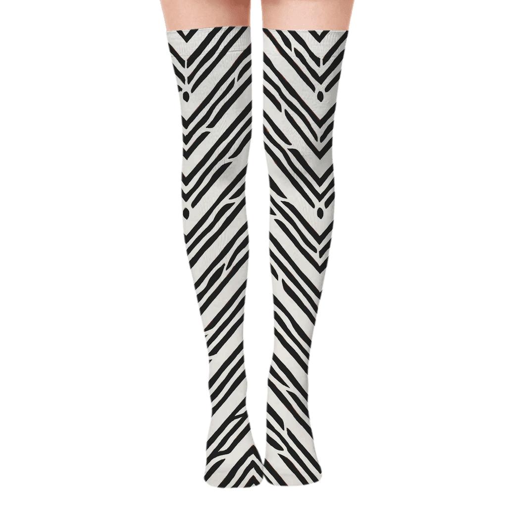 Crimson Inlay Zebra Chevron Fragments soft everyday over-the-knee socks