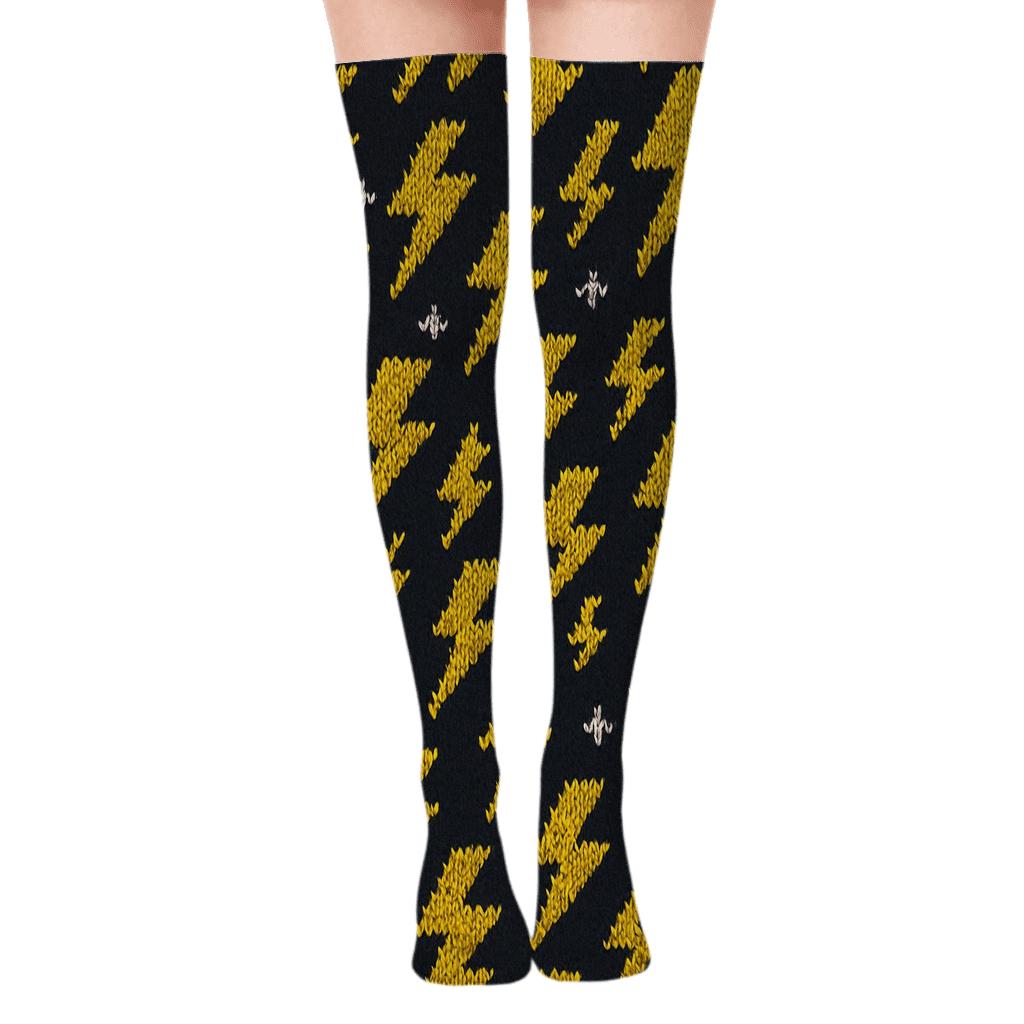 Knitted Thunder Chevron Tiling soft everyday over-the-knee socks
