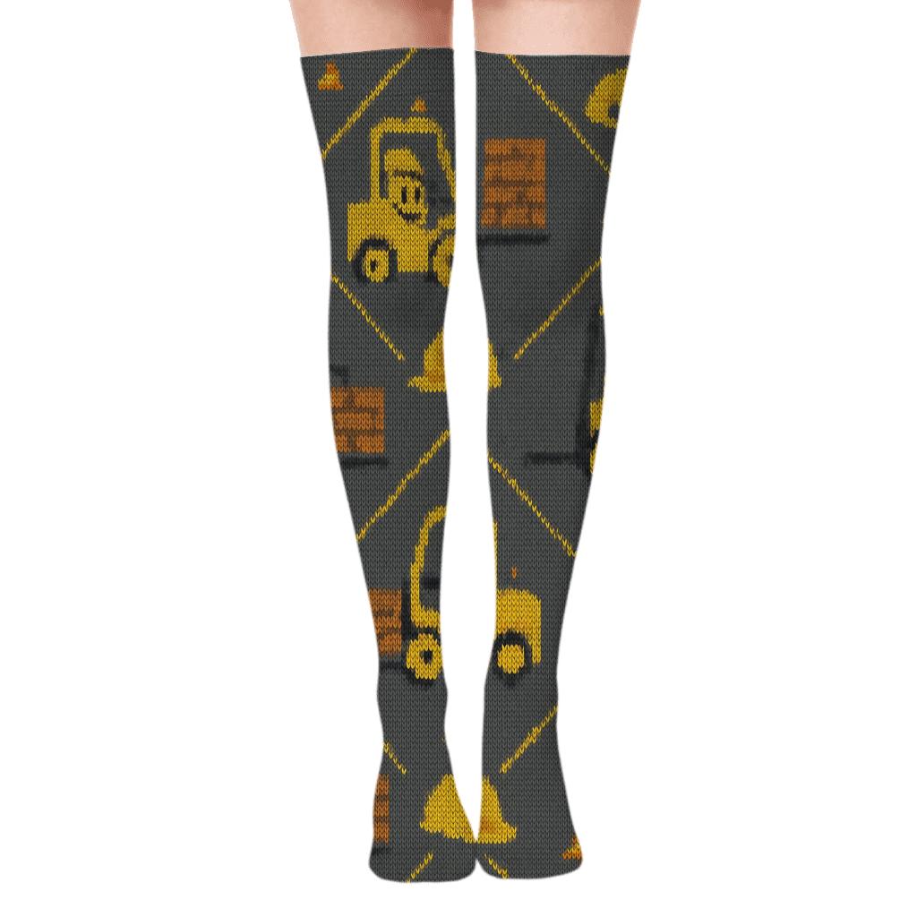 Knitted Forklift Operator Pallet Lattice personalized over-the-knee socks