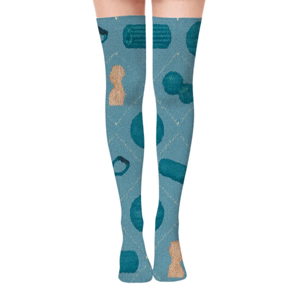 Knitted Pattern Illusion Physical Therapist Rehab Tools Lattice soft everyday over-the-knee socks