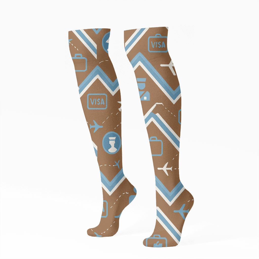 Immigration Officer-Grade Stamp Chevron Field personalized knee-high socks