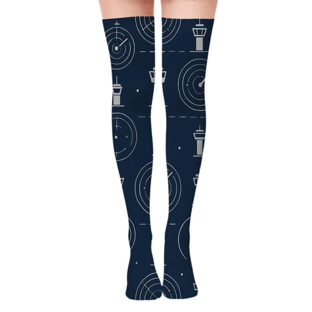 Radar Lattice Air Traffic Controller Pattern Bands custom over-the-knee socks