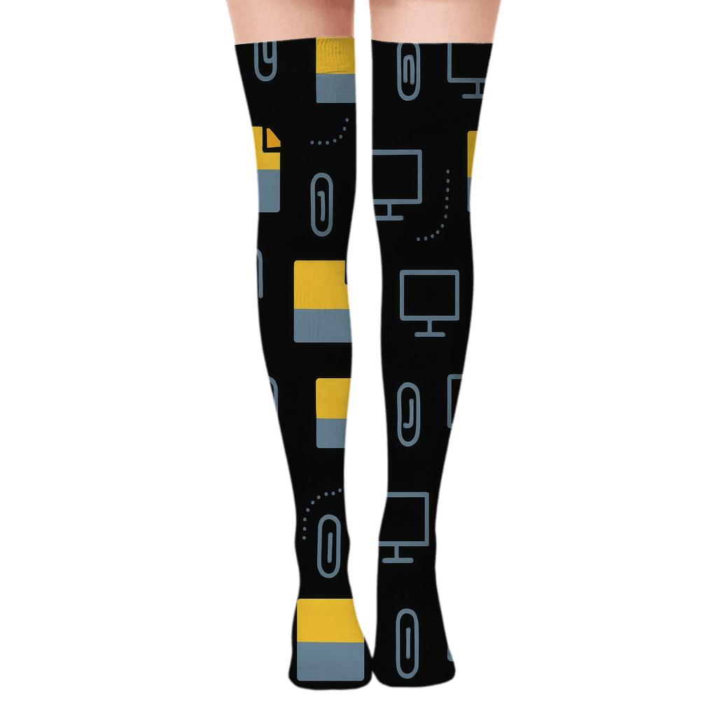 Sticky Note Orbit Grid For Office Manager trendy patterned over-the-knee socks