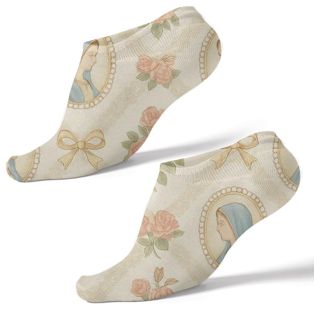 Cameo Lattice With Mary In Blue Cloak premium sports ankle socks