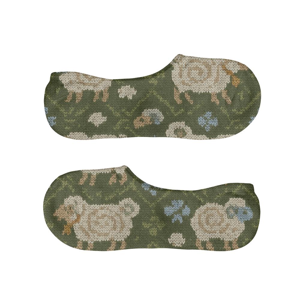Knitted Illusion Meadow Pattern With Sheep Motifs personalized no-show socks