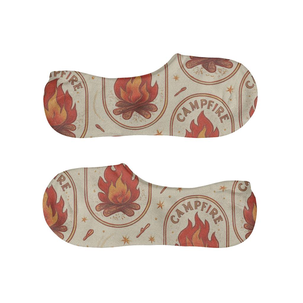 Vintage Matchbox Campfire Medallions On Warm Ivory comfortable invisible socks