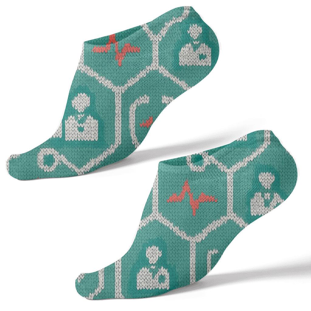 Stethoscope Lattice With Doctor Icon Tiles designer print ankle socks