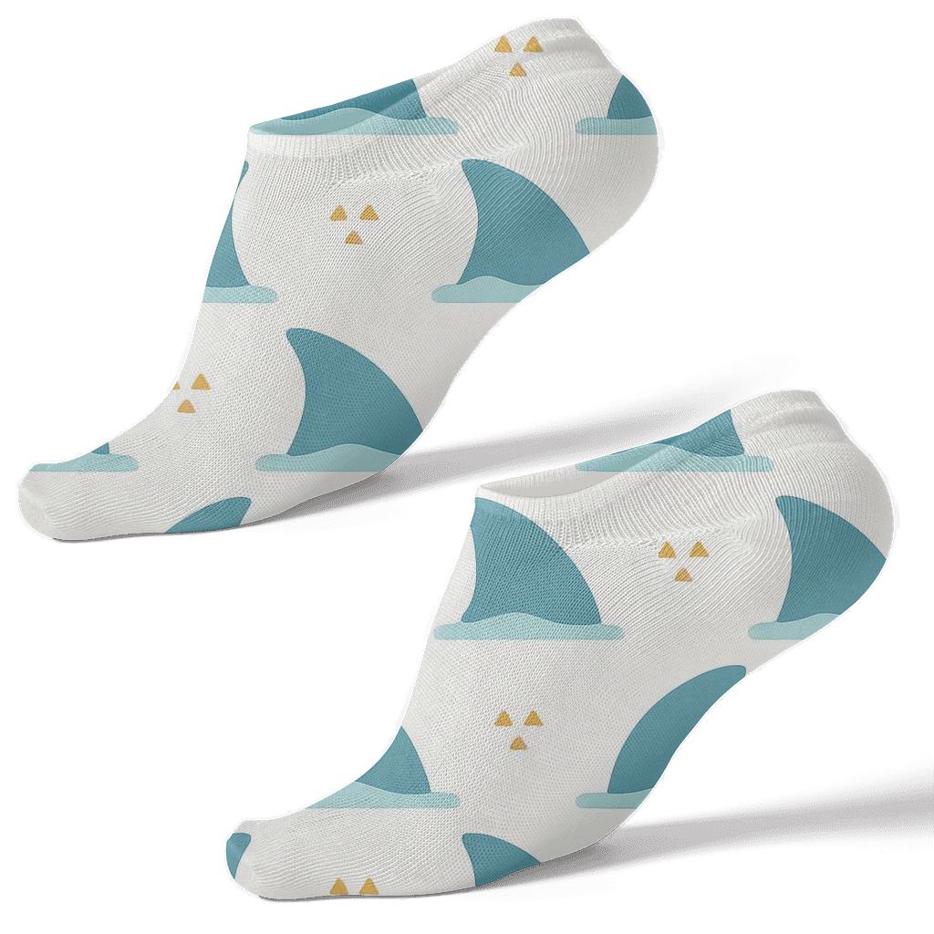 Minimalist Grid With Shark Fin Icons comfortable cotton ankle socks