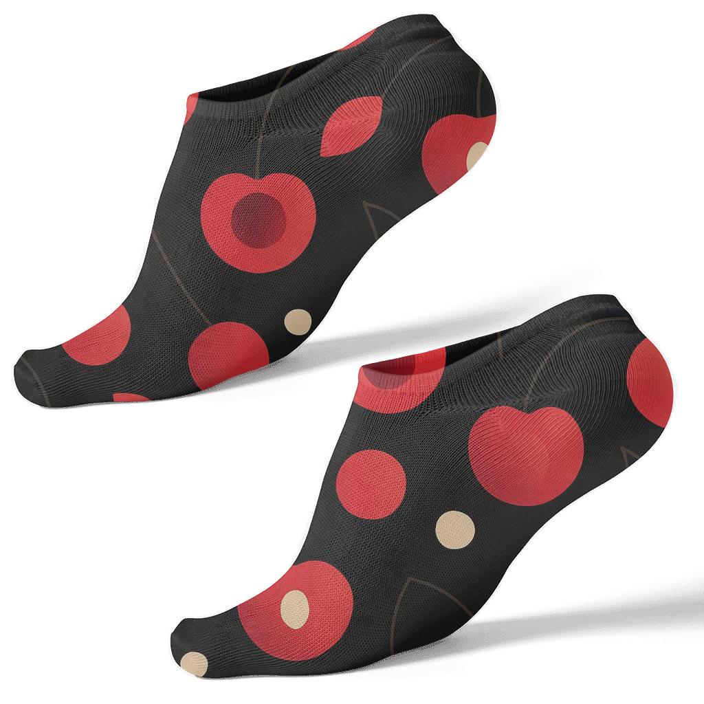 Cherry Clusters In Diagonal Minimal Grid trendy patterned ankle socks