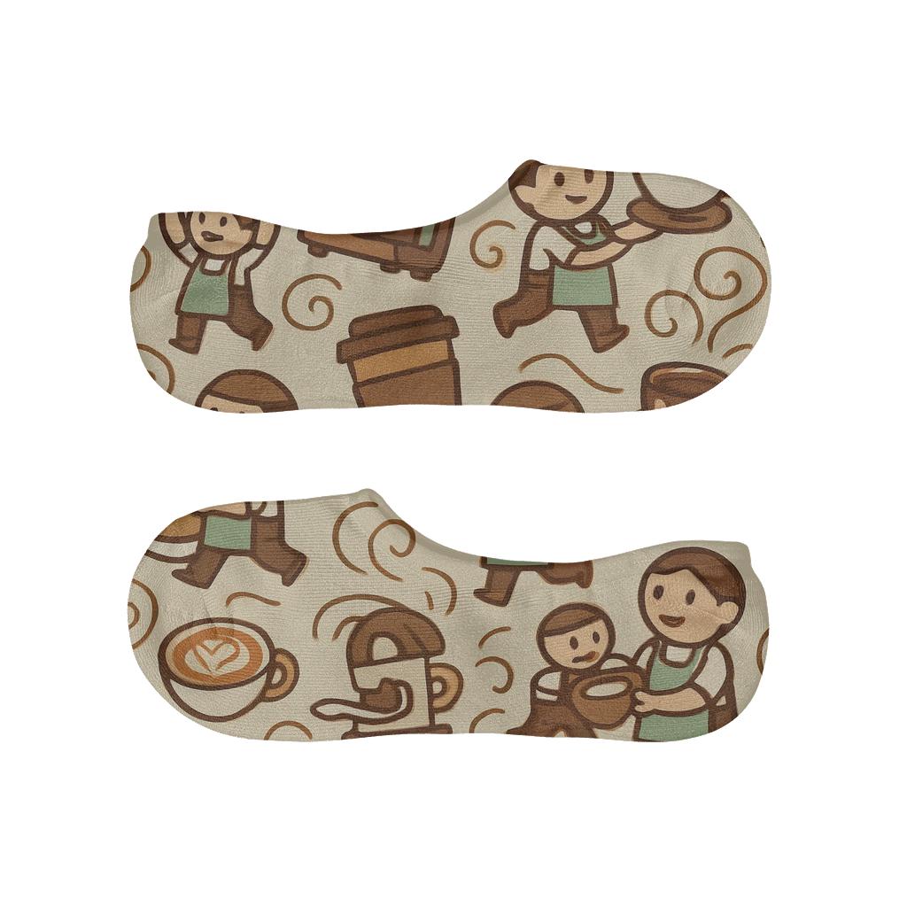 Cappuccino Carnival Barista Pattern soft cotton no-show socks