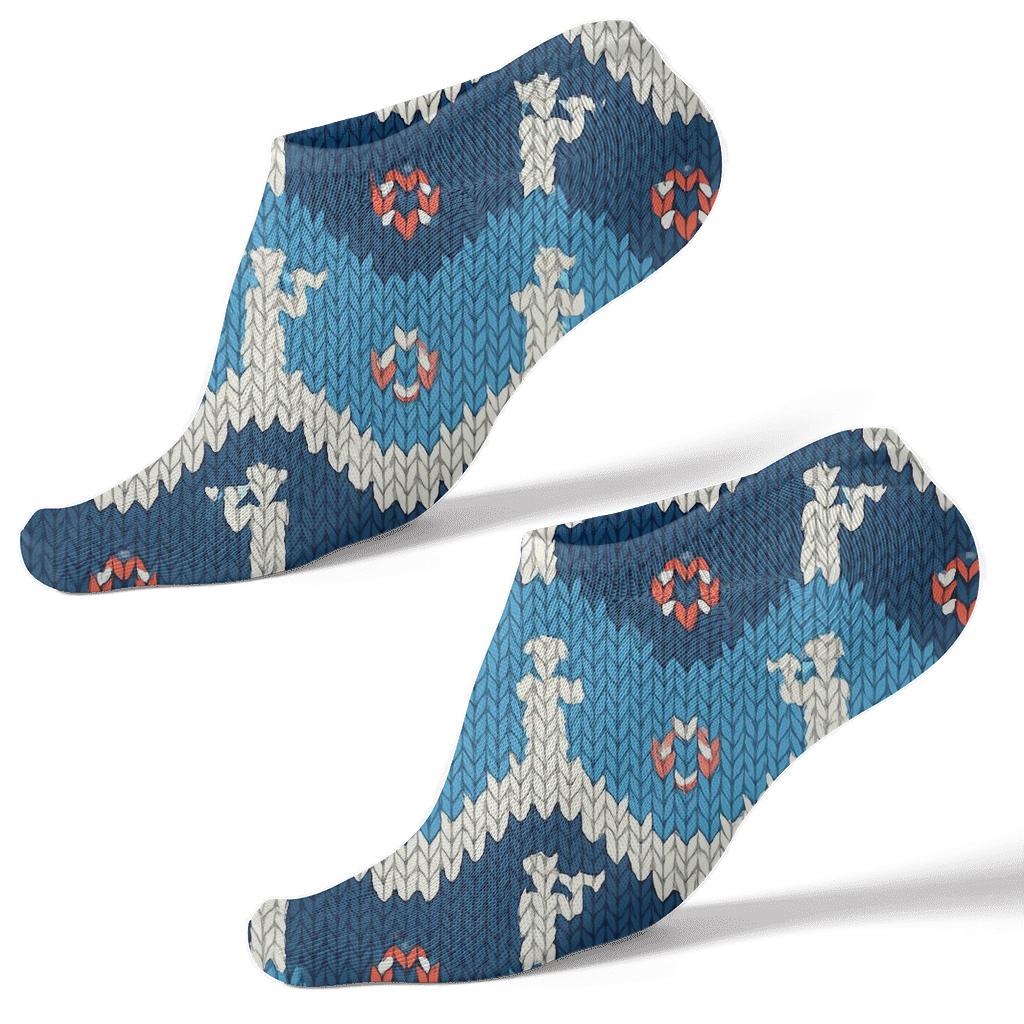 Wave Chevron Knit Illusion With Sailor Silhouettes premium sports ankle socks
