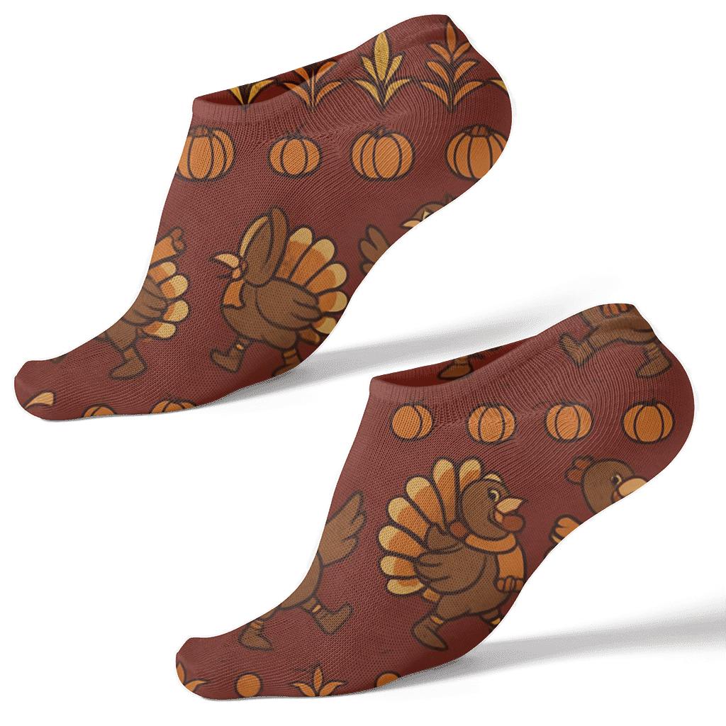 Autumn Boots With Turkey Dance Band Pattern comfortable cotton ankle socks