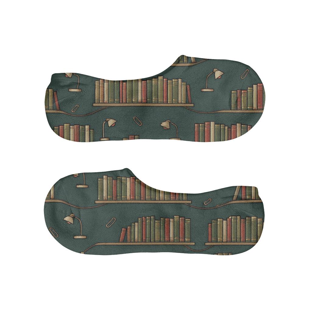 Book Cart Wave Pattern In Librarian Style anti-slip no-show socks