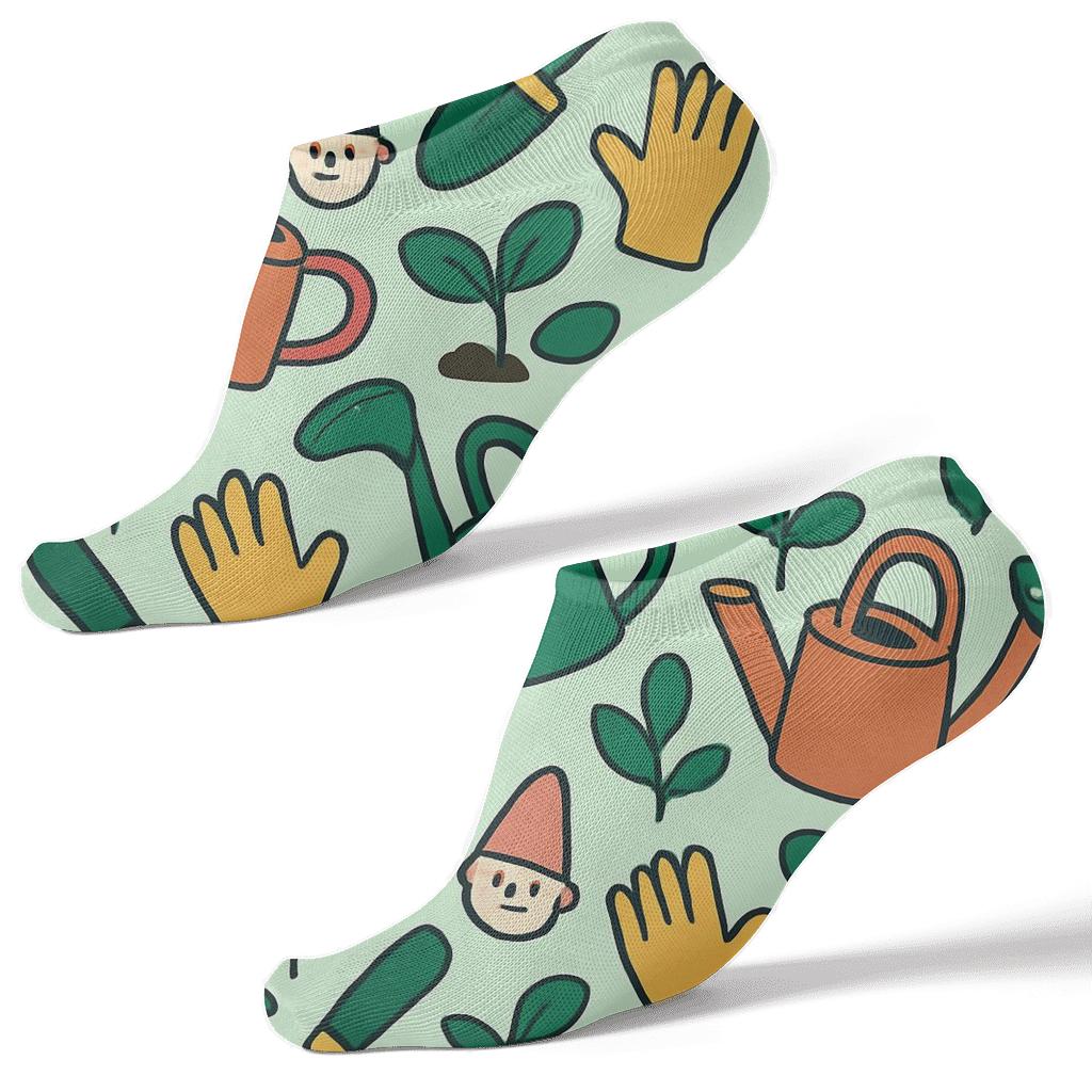 Watering Can Tessellation For The Gardener designer print ankle socks