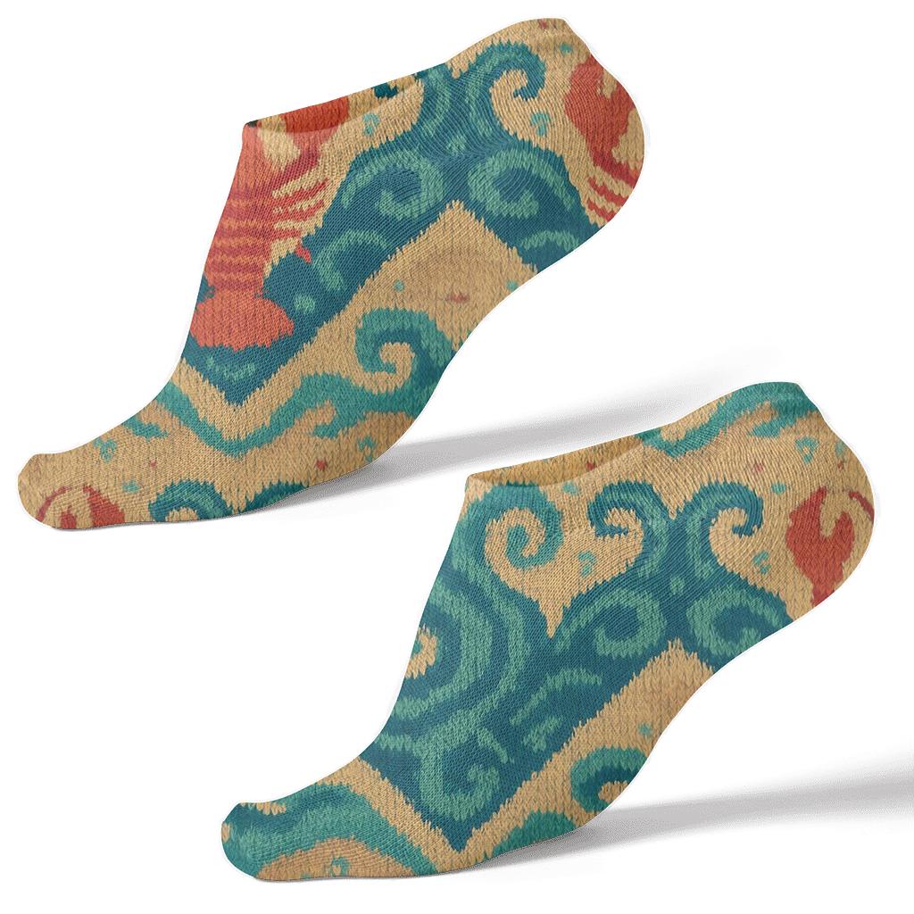 Nautical Knit Lobster Chevron Tapestry personalized ankle socks