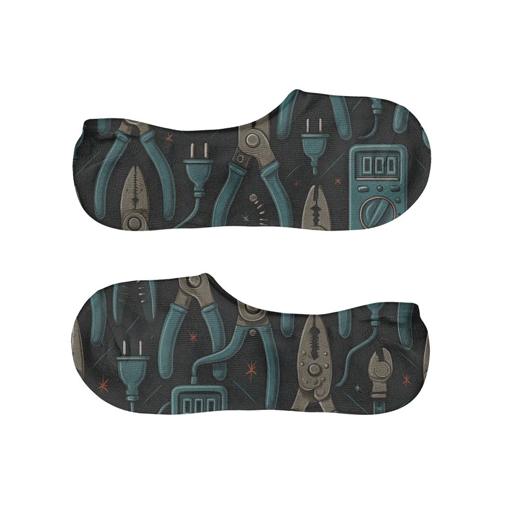 Circuit Blue Lattice For Electrician Tools anti-slip no-show socks