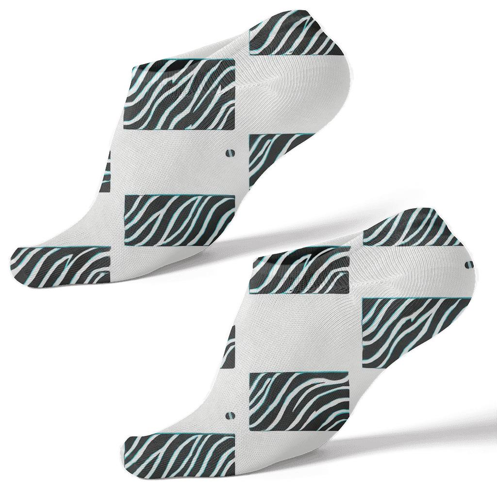 Teal Inlay Zebra Crossing Tessellation designer print ankle socks
