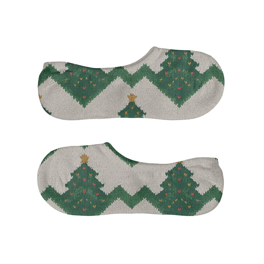 Knitted Illusion Christmas Tree Chevron Tapestry soft cotton no-show socks