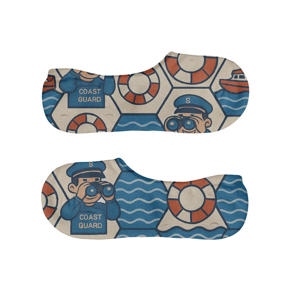 Rescue Ring Lattice For Coast Guard Officer designer print no-show socks