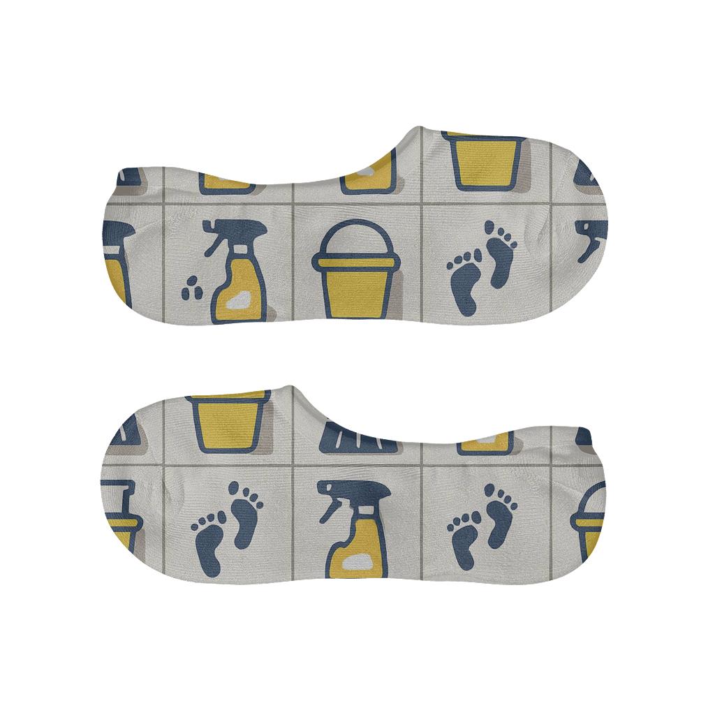 Tilework Rhythm With Custodian Icons anti-slip no-show socks