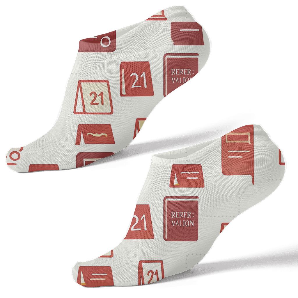 Burgundy Reservation Ledger Tiles, Restaurant Manager Edition custom ankle socks