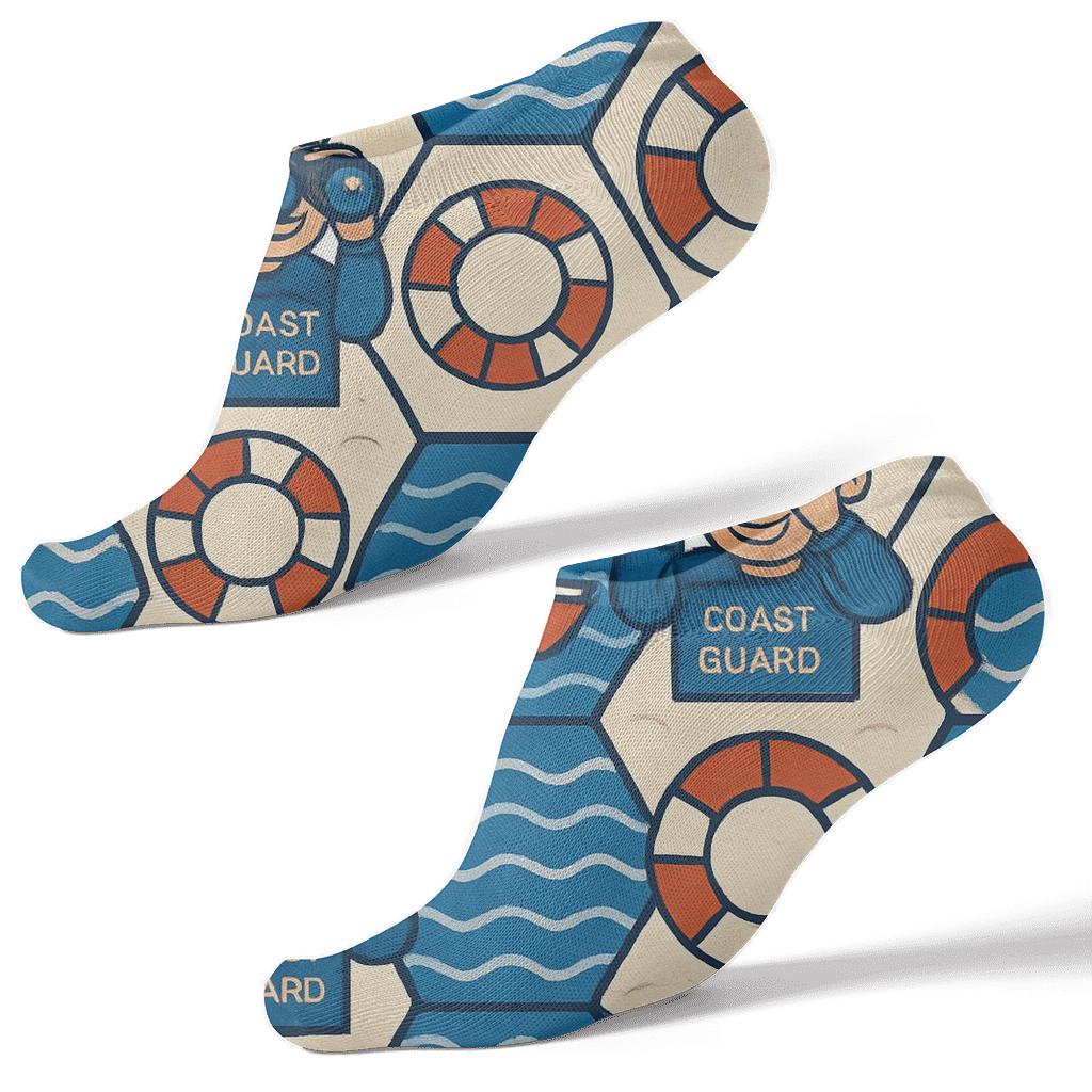 Rescue Ring Lattice For Coast Guard Officer designer print ankle socks