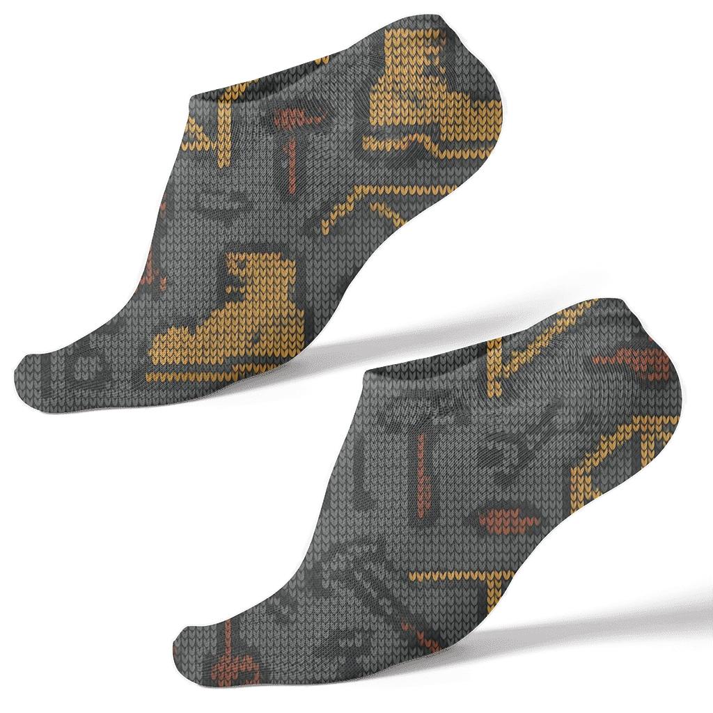 Construction Worker Scaffolding Chevron Knit Illusion stylish athletic ankle socks