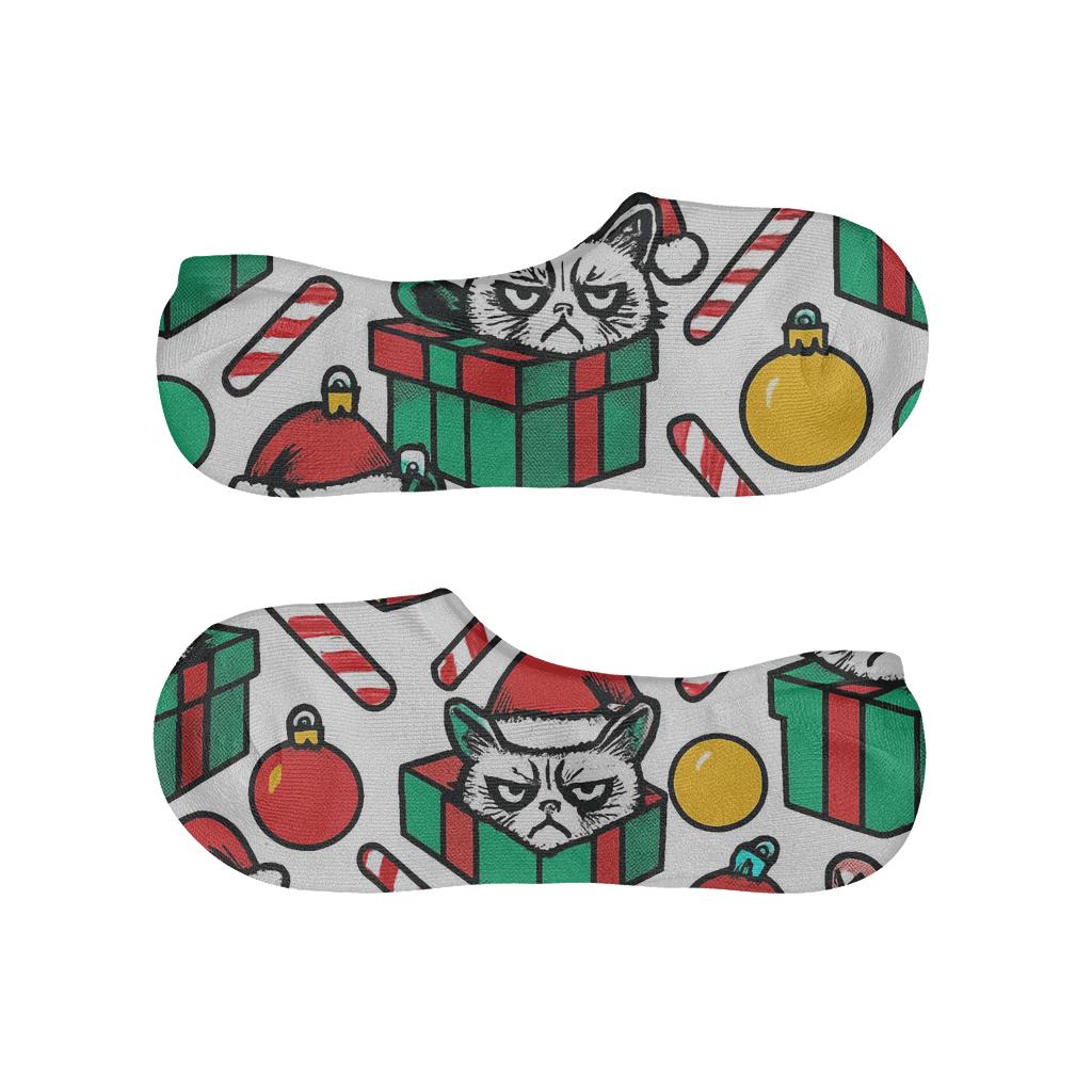 Pop Art Ornament Cat Chaos Collage On White Background trendy no-show sock styles