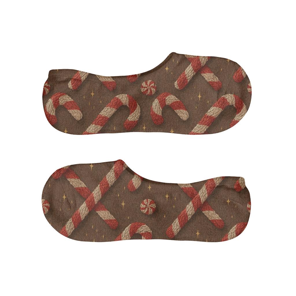 Knitted Illusion Candy Canes Lattice On Cocoa Brown Ground unique hidden socks