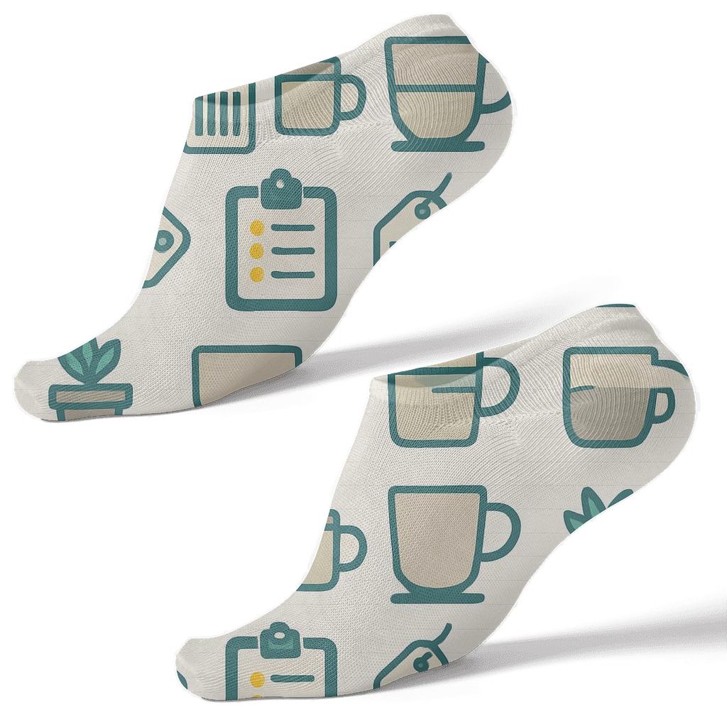 Gridlined Checklists For Office Manager In Teal personalized ankle socks