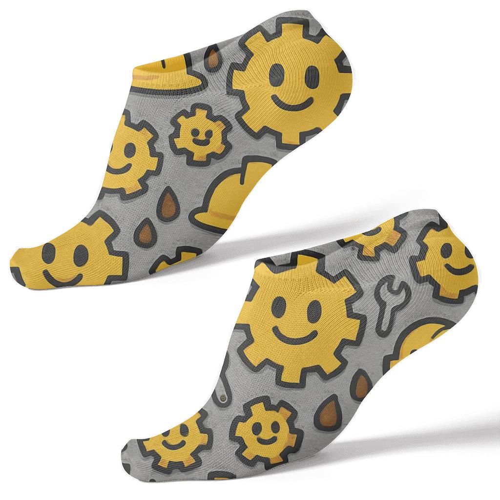 Gear Lattice With Factory Worker Charm comfortable cotton ankle socks