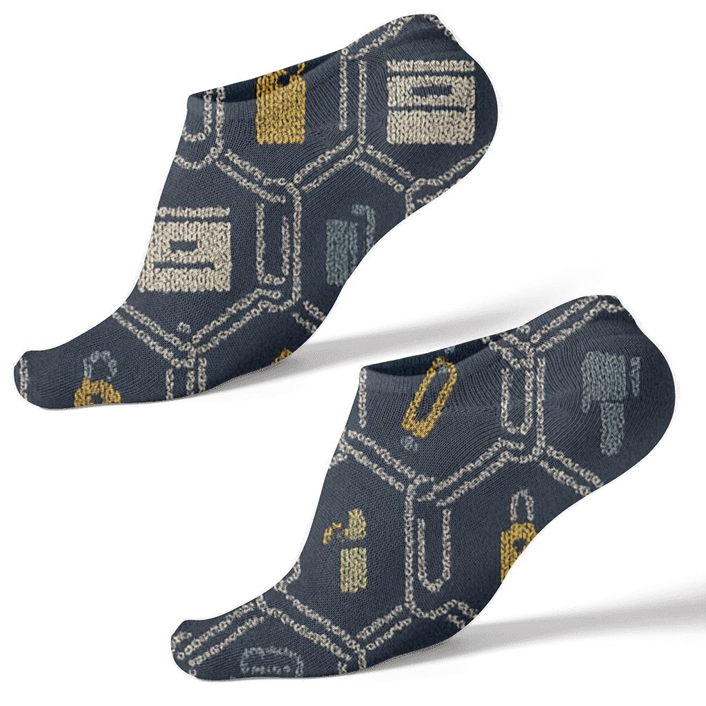 Navy Blue Paperclip Lattice Store And Office Manager stylish athletic ankle socks