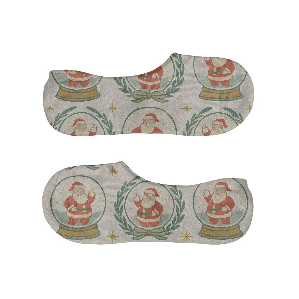Santa Snow Globe Pattern, Holiday Vintage Poster Look trendy no-show sock styles