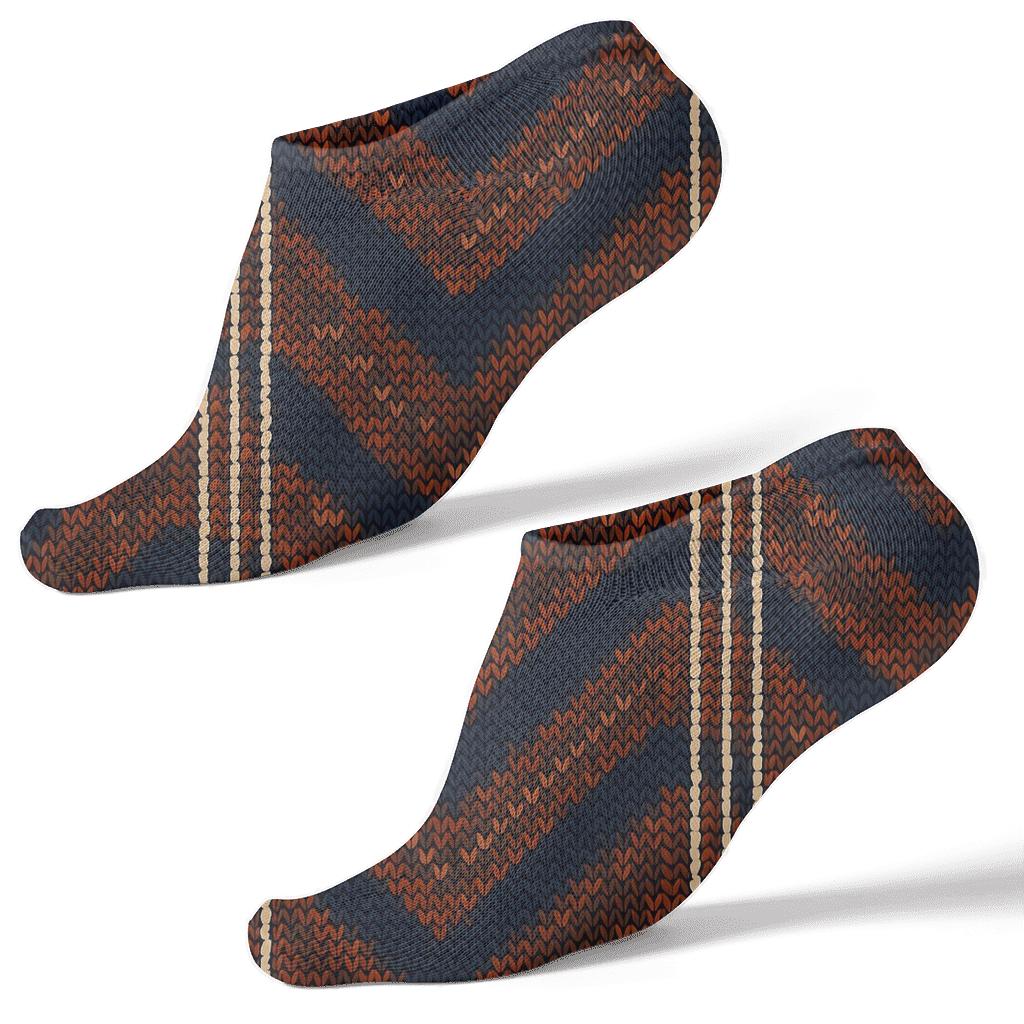 Knitted Illusion Guitar String Chevron designer print ankle socks