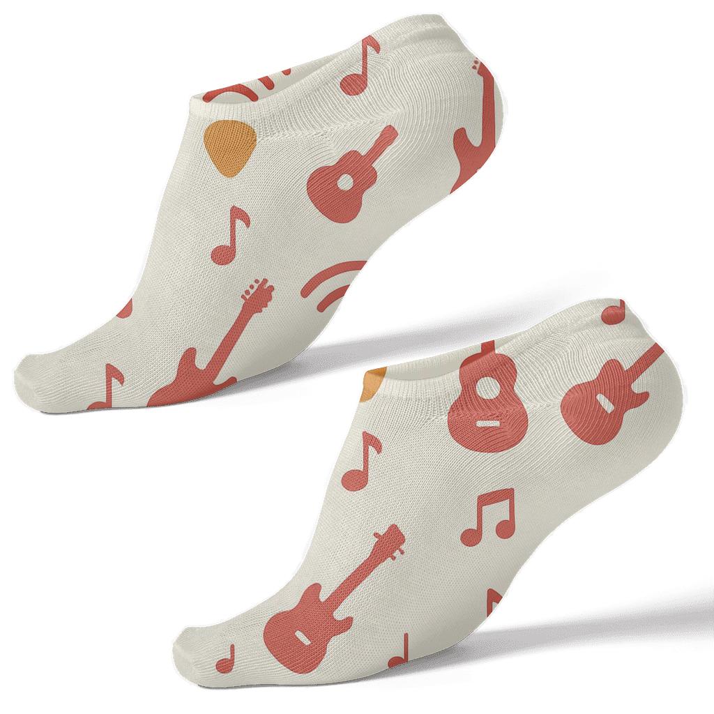 Sound Wave Lattice With Guitar Icons trendy patterned ankle socks