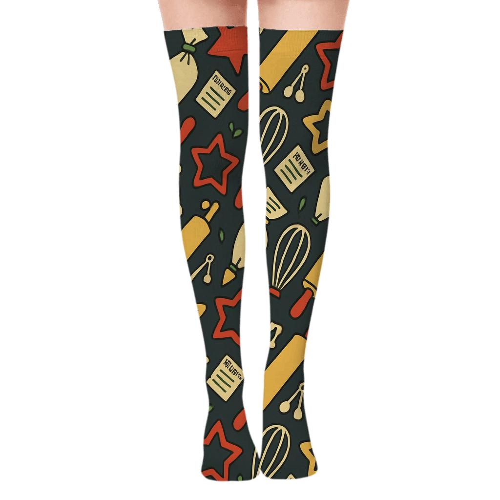 Baking Tool Chevron With Cook Notes trendy patterned over-the-knee socks