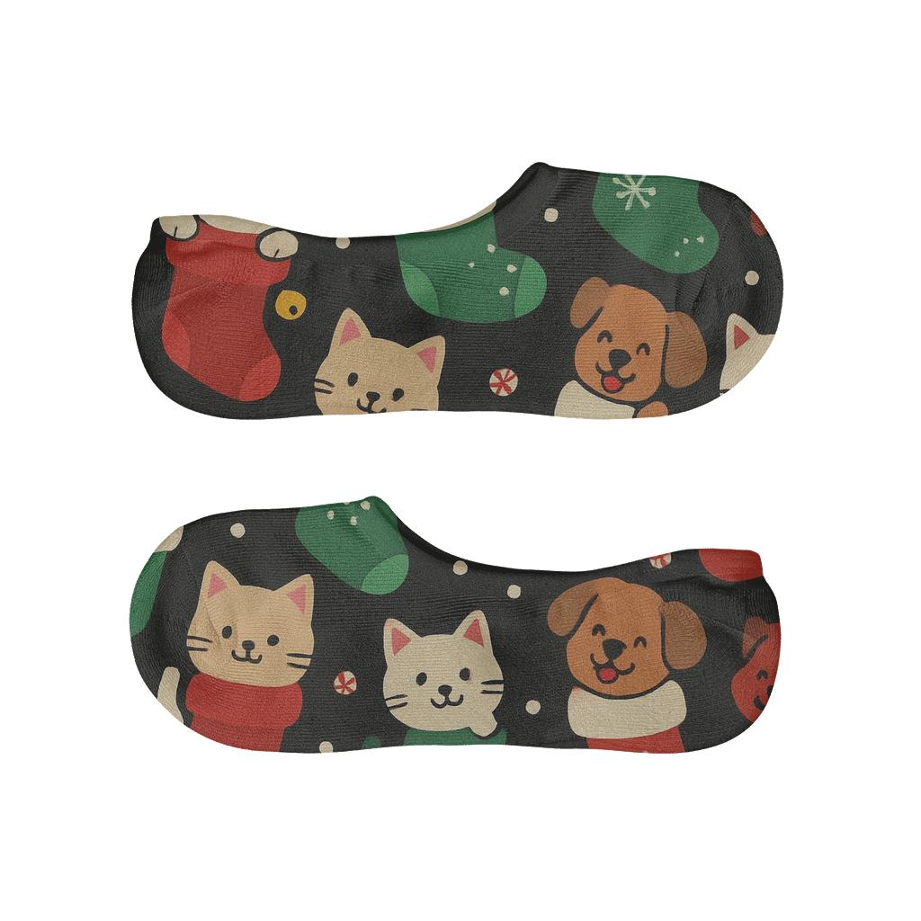 Festive Holiday Pet Stocking Toss Print comfortable low-cut socks