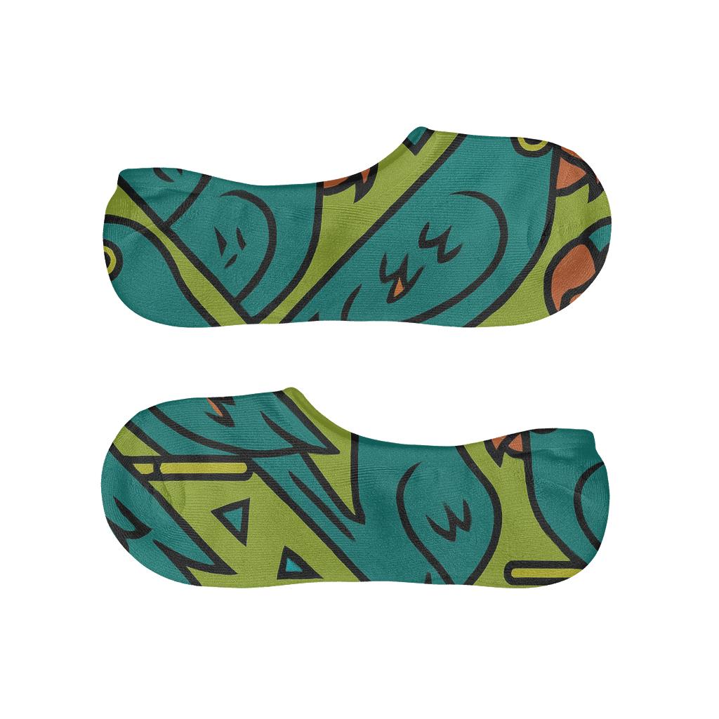 Parrot Beak Chevron On Lime Green Background unique hidden socks