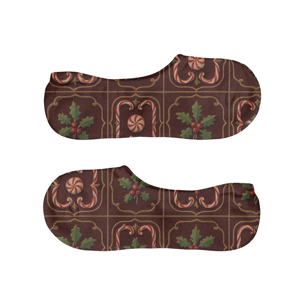 Holiday Chic Candy Canes Monogram Tiles In Gold And Red comfortable low-cut socks