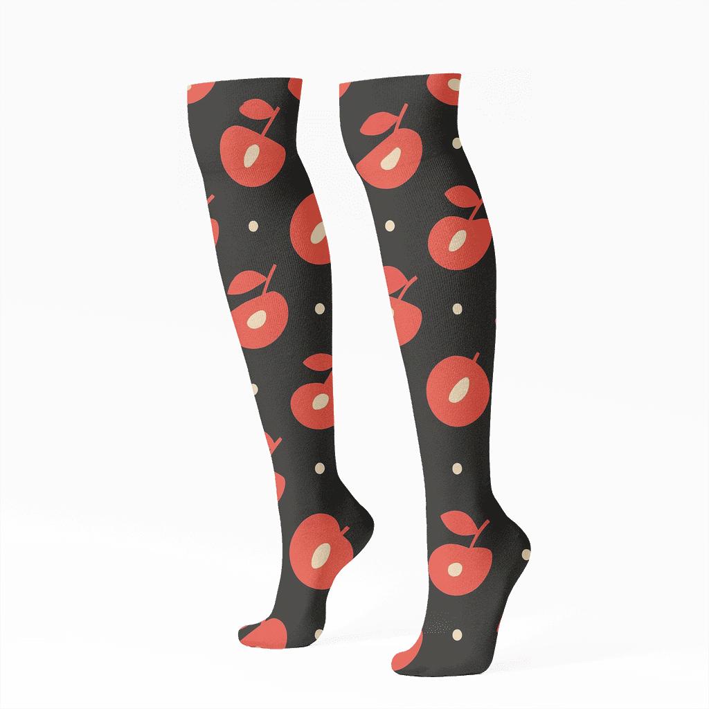 Minimalist Graphic Pattern With Cherry Pit Dots designer print knee-high socks