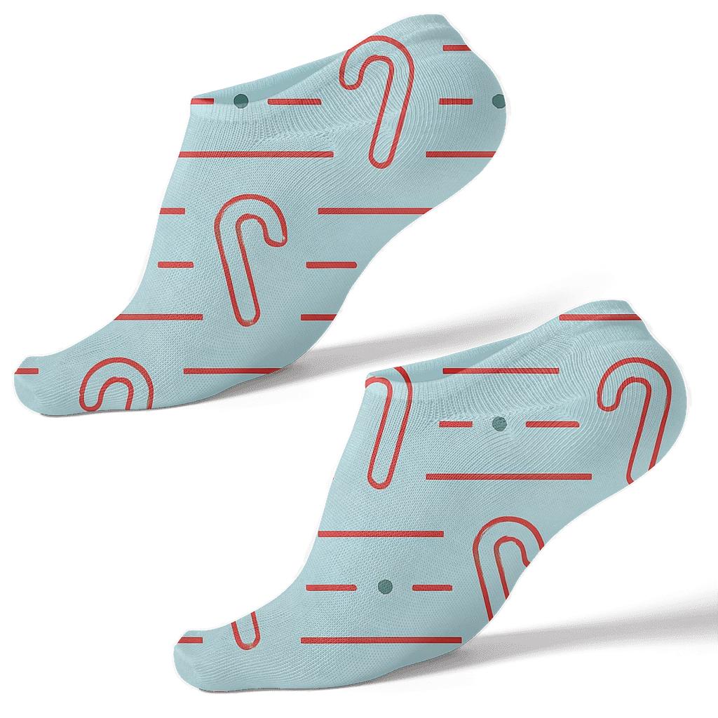 Minimalist Candy Canes Stripe Interrupt Bands In Icy Blue personalized ankle socks