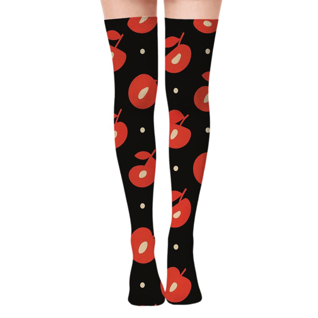 Minimalist Graphic Pattern With Cherry Pit Dots stylish fashion over-the-knee socks