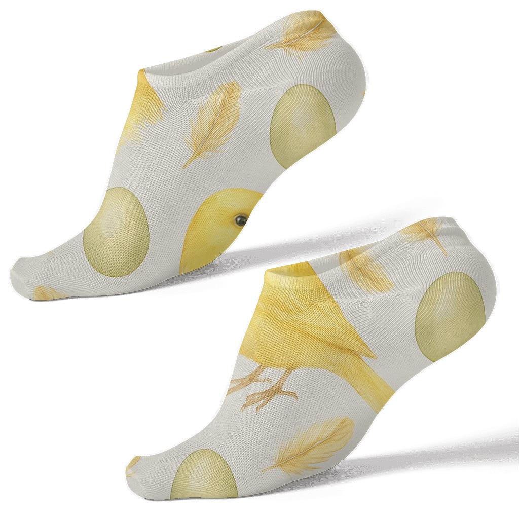 Canary Egg Scatter Polka On Light Gray Background premium sports ankle socks