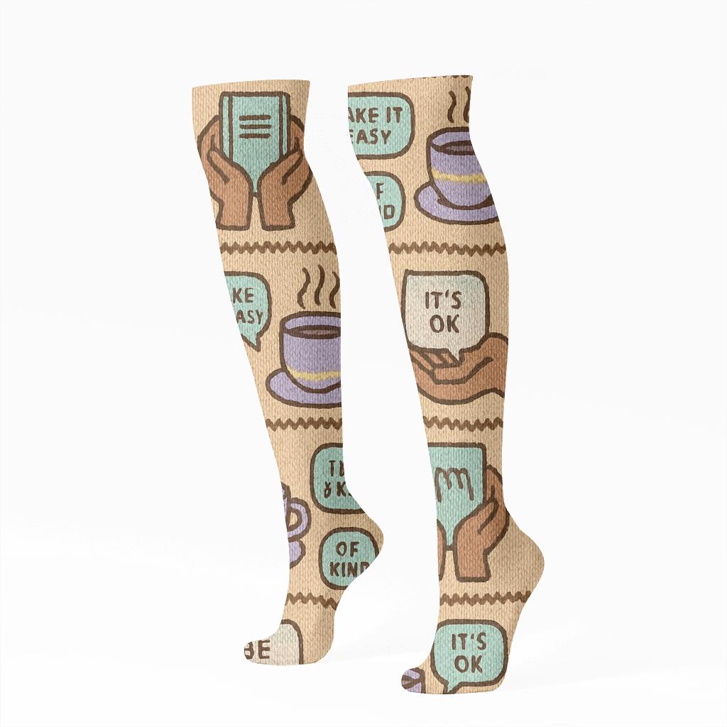 Knitted Comfort Symbols Pattern With Counselor Notes comfortable cotton knee-high socks