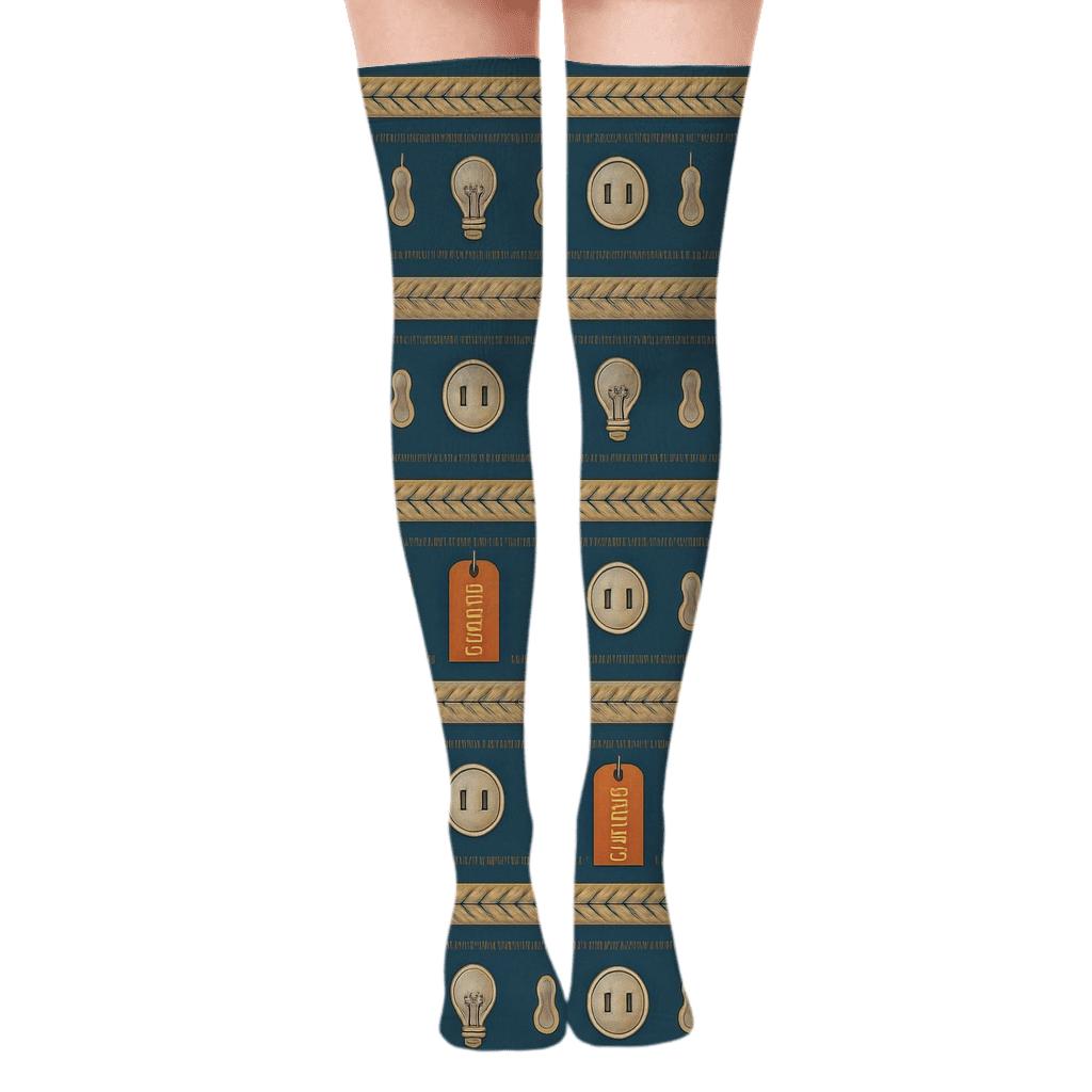 Circuit Blue Bands With Electrician Wire Rhythm personalized over-the-knee socks