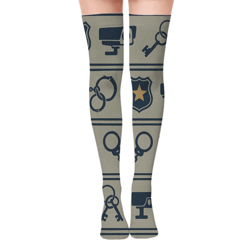 Correctional Patchwork Rhythm For Prison Officer personalized over-the-knee socks