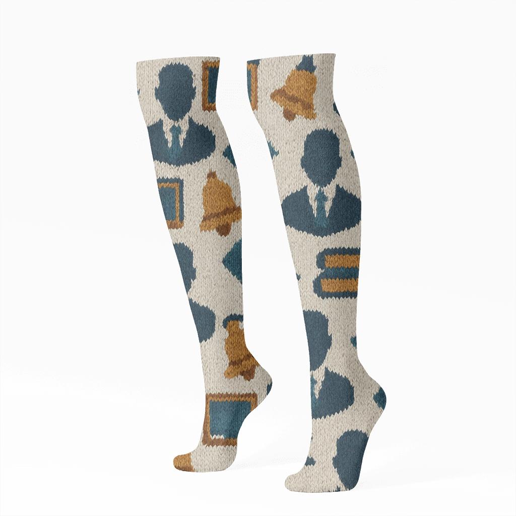 Knitted Illusion Pattern, School Principal Edition soft everyday knee-high socks