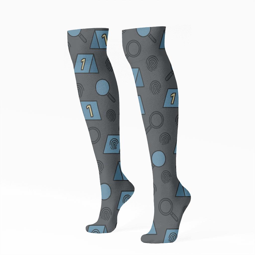 Tessellated Evidence Markers, Police Detective Edition personalized knee-high socks