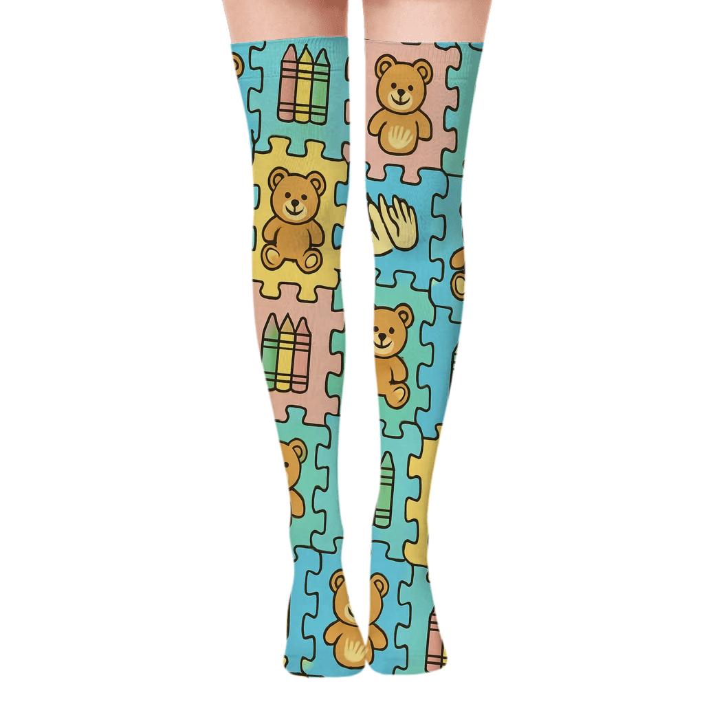 Childcare Worker Play Mat Tessellation Parade custom over-the-knee socks