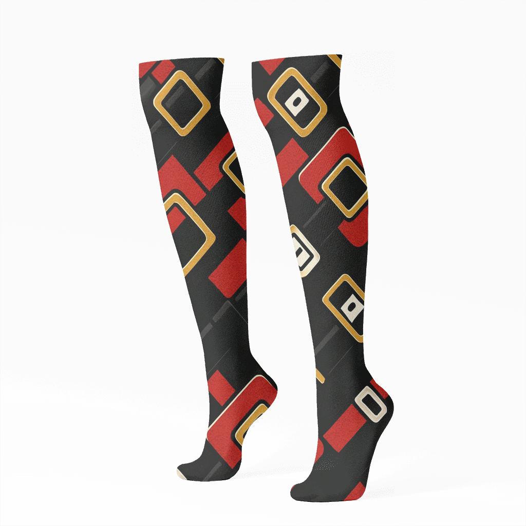 Pop Art Belt Buckle Santa Pattern personalized knee-high socks
